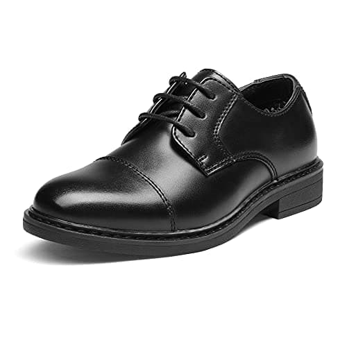 Image of Bruno Marc Comfy School Shoes for Boys Derby Kids/Gentle Men Lace-Up Classic Oxfords for Wedding Party Dress Up and Church,Size 4 Big Kid,Black,SBOX211K