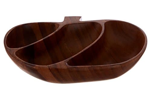 Image of Premier Housewares 1104598 Acacia Wood 3 Section Apple Shape Serving Dish, 5 x 28 x 23 cm , Brown