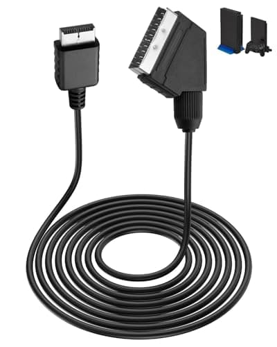 Image of kcrnw Scart Cable Converter compatible with PS1 PS2 PS3 Consoles 1.8m/6ft Male Scart Cable Supports 720P/1080P Adapter Replacement Resolution for Console TV Multimedia Streaming Lead PAL NOT for HDMI