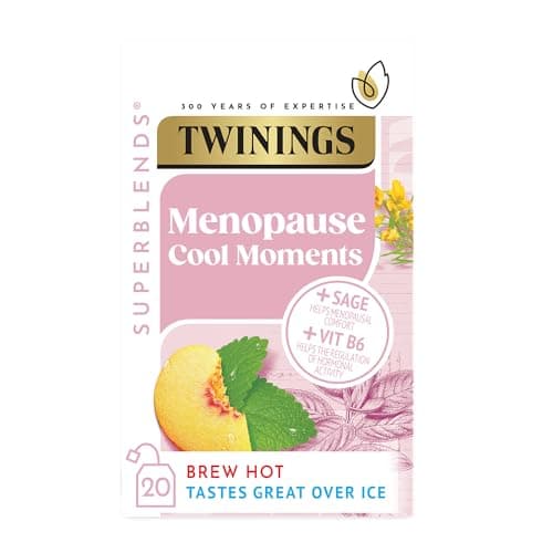 Image of Twinings Superblends Menopause Cool Moments Tea - Peach Herbal Tea Infusion With Lemon Balm, Honey Blush & Vitamin B6, Hormone Balance For Women, 20 Biodegradable Tea Bags