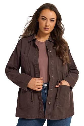 Image of Yours Curve Brown Carpenter Jacket - Women's - Plus Size Curve
