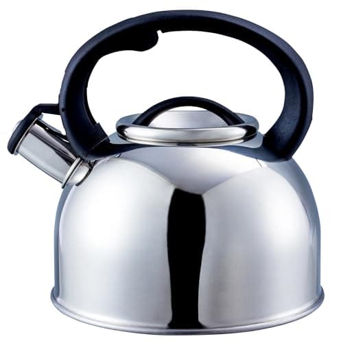 Image of Liberty Leisure Stainless Steel Whistling Kettle 2.5L - Fast Boil Kettle Suitable for Gas Stove, Ceramic, Electric, Halogen - Lightweight Camping Kettle with Heat Resistant Handle (Silver)