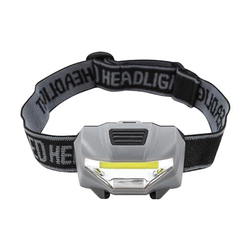 Image of Uni-Com Head Torch – Compact 3W COB LED Headlight with Adjustable Strap, Tiltable Beam, 3 Light Settings, Batteries Included for DIY, Camping, Sporting & Leisure, Black/Grey