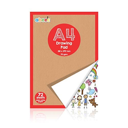 Image of abeec A4 Plain Paper Drawing Pad - 72 Sheet Sketch Book - A4 Drawing Pad - Arts and Craft Scrap Book Essential for Kids Activity Packs - Colouring Books for Children - Drawing Paper for Children