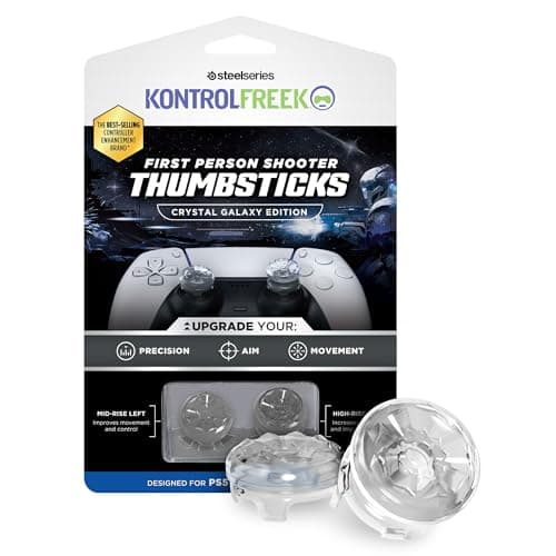 Image of KontrolFreek FPS Freek Galaxy Crystal for PlayStation 4 (PS4) and PlayStation 5 (PS5) Controller | Performance Thumbsticks | 1 High-Rise, 1 Mid-Rise | Crystal