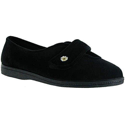 Image of Mirak Andrea Touch Fastening Slippers, Black, Size 6, black, 6 UK