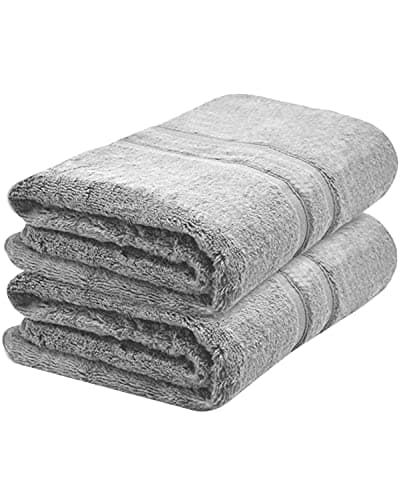 Image of Towelogy® Pack of 2 Hand Towels for Bathroom Oeko-Tex Certified Eco-friendly 100% Egyptian Cotton Zero Twist Super Soft & Absorbent Multipurpose Use 50 x 80 cm (Silver, 2)