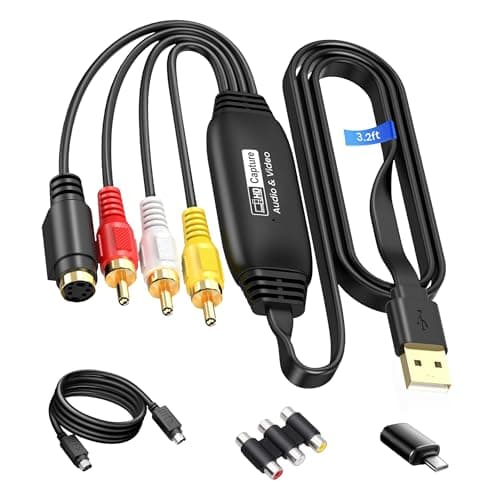 Image of avedio links VHS to Digital Converter, USB 2.0 Video Capture Card Device for Analog to Digital 1080P, RCA AV Composite to USB Adapter to Convert VHS VCR Tapes DVD to Digital on Windows Mac OS