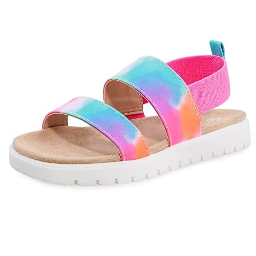 Image of MIXIN Girls Sandals Open Toe Flat Sandals summer shoes for Little Kids Multicolor Size 13
