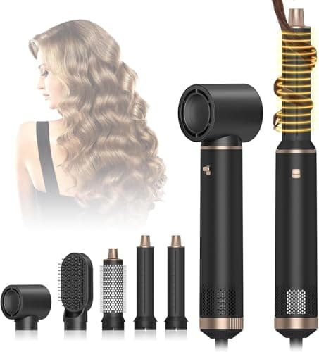 Image of AVENHO 5 in 1 Hair Styler & Hot Air Brush - Air Curling Wrap with Low-Speed Negative Ion Technology, Hair Dryer Brush for Drying, Curling, Straightening & Styling, Hair Styling Tools at Home (Black)