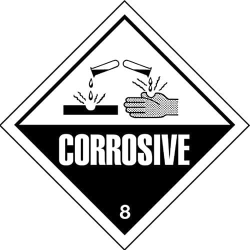 Image of Signs & Labels Class 8 Corrosive Warning Diamond - Self Adhesive Vinyl - 100mm x 100mm (FC19C/S)