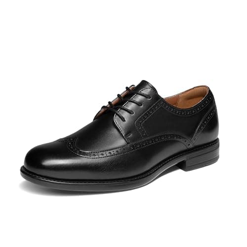 Image of Bruno Marc Men's Brogue Wingtip Oxfords, Full Grain Leather Dress Shoes Flexible Forefoot for Work & Business Comfort Lightweight Lace Classic Formal Shoes,Size 9,Black,SBOX26008M