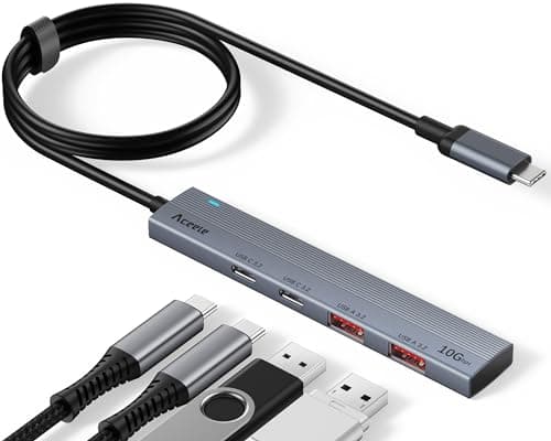 Image of Aceele Hub USB C 3.2 Gen 2, 10Gbps Data Transfer Multiport Adapter Splitter with 4 Ports USB A & C, 100cm Extension Cable, Aluminum Data Extender for PC, Laptop, MacBook Pro Air, iPad, iMac, etc.