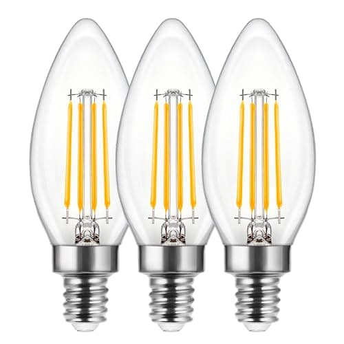 Image of EvaStary E14 LED Candle Light Bulbs，6W C35 Filament Small Edison Screw Candle Bulbs 60W Incandescent Bulb Equivalent, 720LM Warm White 2700K, Non-Dimmable for Chandeliers, 3 Pack