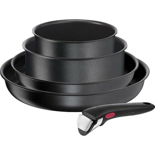 Image of Tefal Ingenio L7629342 5 Peice Daiy Chef Induction Compatible Non-Stick Cookware Set, Black