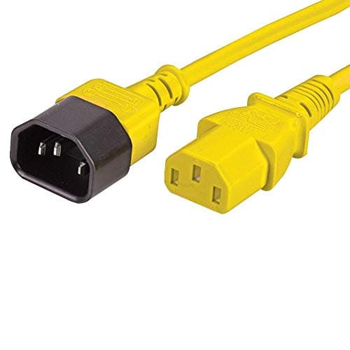 Image of Ex-Pro 1m IEC C14 to IEC C13 Power Lead Extension Cable - Yellow
