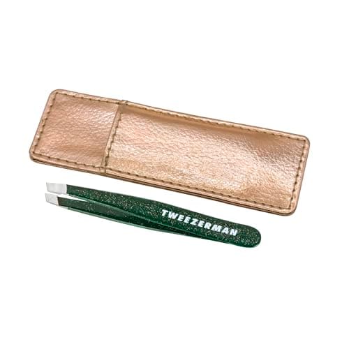 Image of Tweezerman Enchanted Garden Mini Slant Tweezer with Case - Eyebrow Tweezers for Women and Men