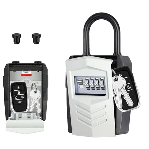 Image of ZHEGE Key Lock Box Outdoor, Large Car Key Safe Padlock for over [10 House Keys], Mountable and Portable Key Box with Code for Home, Office, Warehouse, Garage, Surfing, etc. (Grey)