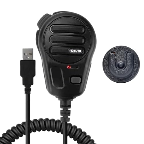 Image of HYSHIKRA USB-A Microphone, Mic PTT and Programmable Key for American Truck Simulator, PC, Laptop, Cellphones, PC Game w/Microphone Holder and Programming Software (QX-18B(Without Speaker Function))