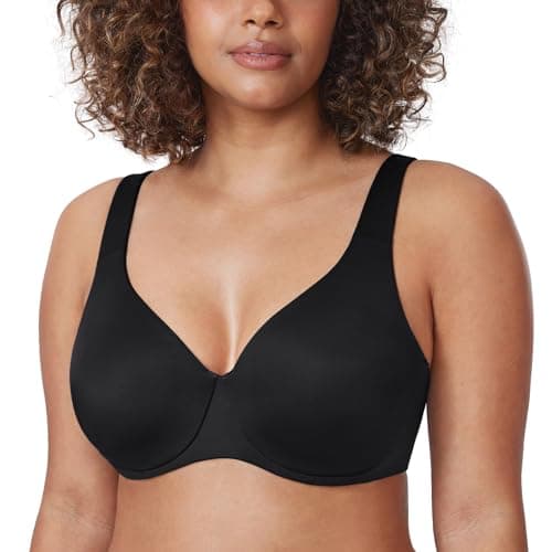 Image of DELIMIRA Women's Minimiser Bra Plus Size Non Padded Underwired Seamless Comfort Bras Black 34DD