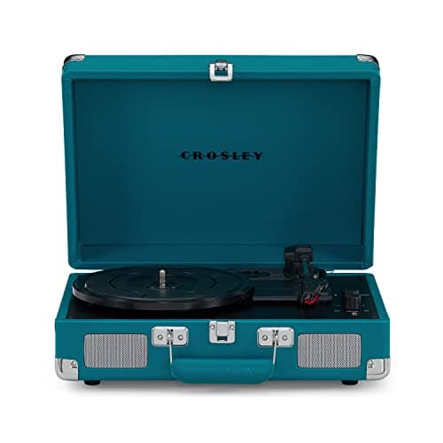 Image of Crosley Cruiser Deluxe Portable Turntable - Bluetooth Record Player, 3-Speed Suitcase Vinyl Player, Home Turntables for Vinyl Records, Built in Stereo Speakers & Bluetooth Receiver, AUX Input, Teal