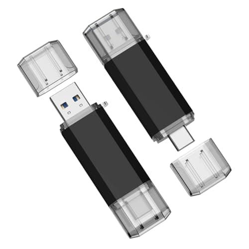 Image of RAOYI 2 Pack 32GB USB Memory Stick USB C and A Dual USB 3.0 Stick USB Type-C Flash Drive Thumb Drive for Smartphones, Tablets, Macs and Computers, Black