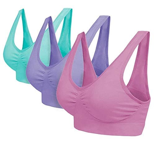 Image of Blu Apparel Multipack Seamless Comfort Bras Sleep Bras Sizes 8-24 Not Padded Wireless (UK, Alpha, S, Regular, Regular, Aqua/Pink/Lilac 3 Pack)