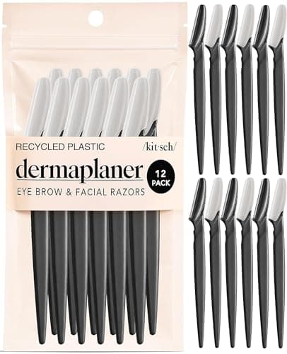 Image of Kitsch Dermaplane Razor for Women Face – Face Razors for Women & Men, Eyebrow Trimmer & Face Shaver – Exfoliating Facial Razor & Skin Care Tool for Smoother Skin - Black, 12 pcs