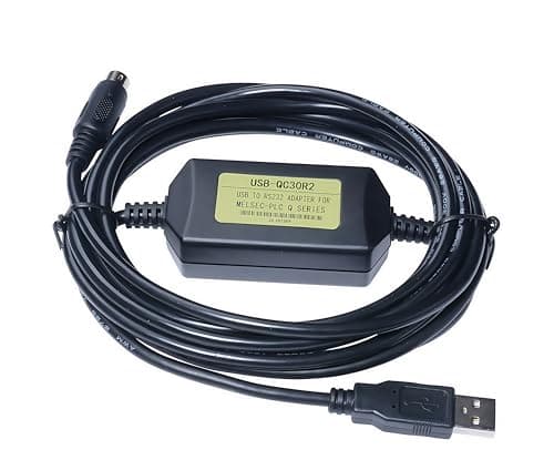 Image of Washinglee USB Programming Cable for Mitsubishi PLC Q Series, for USB-QC30R2 Replacement, Adaptive Baud Rate, 6 FT. (USB-QC30R2)
