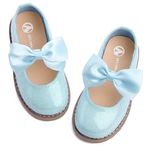 Image of FUPPIA Toddler Girl Dress Shoes-Little Girl Mary Jane Shoes School Uniform Shoes Wedding Party Casual Soft Walking Blue Size 13