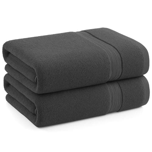 Image of Diamond Tex Pack of 2 Large Jumbo Bath Sheets | 75 x 150 cm | Super Soft |100% Egyptian Cotton Fast Absorbent & Quick Dry Towels 500-GSM (Charcoal)