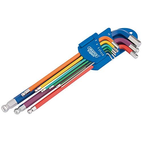 Image of Draper 66134 Metric Coloured Extra Long Hexagon and Ball End Key 9 Keys Set
