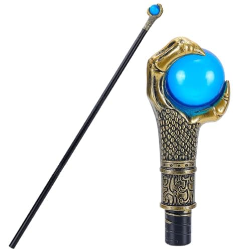 Image of GORGECRAFT Antique Cane Vintage Walking Stick Gold Eagle Claw Blue Ball Grasping King Stick Halloween Party Cosplay Scepter Plastic Costume Canes Magic Wand Punk Prop for Themed Events Stage Shows