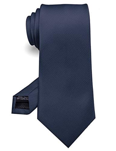 Image of JEMYGINS 3.15" Navy Blue Tie Wedding Business Silk Necktie for Men (8cm)