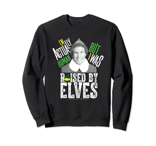 Image of Elf Not Human Raised By Elves Christmas Sweatshirt