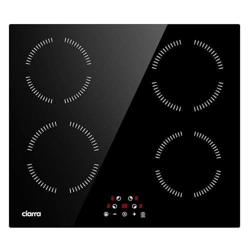 Image of CIARRA CABBIH4-A Built-in Induction Hob 4 Zones Touch Control Ceramic Glass Plate 9 Power Levels Fast Heating Child Safety Lock Black