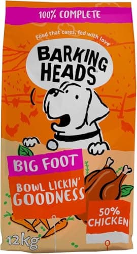 Image of Barking Heads Complete Dry Dog Food 12kg - Adult Big Foot (Large Breed) Bowl Lickin' Goodness Chicken - Natural Everyday Immunity & Vitality - Vet Approved