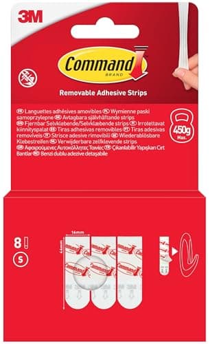 Image of Command Removable Adhesive Strips, Pack of 8 Small Adhesive Strips, White - Damage Free Hanging - No Tools Required