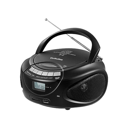 Image of Gelielim Portable CD Player Boombox with Bluetooth, AM/FM Radio, CD Boombox Support USB, SD, MMC Drive, Aux Input, Headphone Jack, Loud Volume Stereo Sound, LCD Display, Mains and Battery