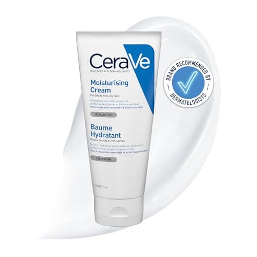 Image of CeraVe Moisturising Cream Pot, Hyaluronic Acid Moisturiser for Dry to Very Dry Skin, CeraVe Face & Body Cream, Daily Hydrating Moisturiser & Face Cream for Long-Lasting Hydration, 177ml