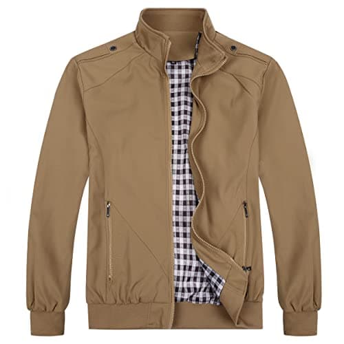 Image of Allthemen Mens Summer Bomber Jackets Baseball Lightweight Windbreaker Sports Coat #7533 Khaki M