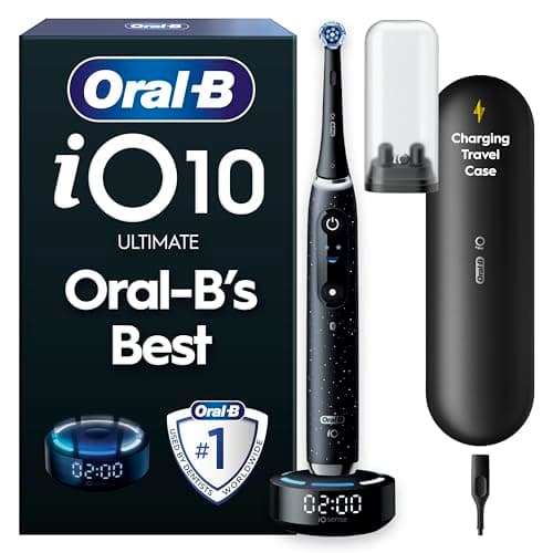 Image of Oral-B iO10 Electric Toothbrushes For Adults, Gifts For Women / Men, 1 Handle, 1 Ultimate Clean Toothbrush Head, Charging Travel Case, 7 Modes, 2 Pin Plug, Cosmic Black, Oral B IO Toothbrush