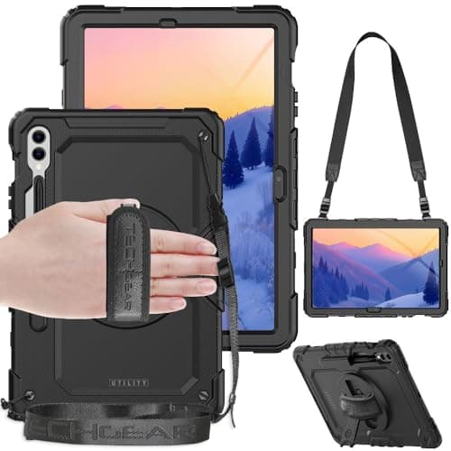 Image of TECHGEAR UTILITY Case fits Samsung Galaxy Tab S8 Plus (S8+) 12.4" (SM-X800 / SM-X806) Tough Rugged HEAVY DUTY Armour Shockproof Impact Case with 360 Rotating Stand, Hand Strap and Shoulder Strap