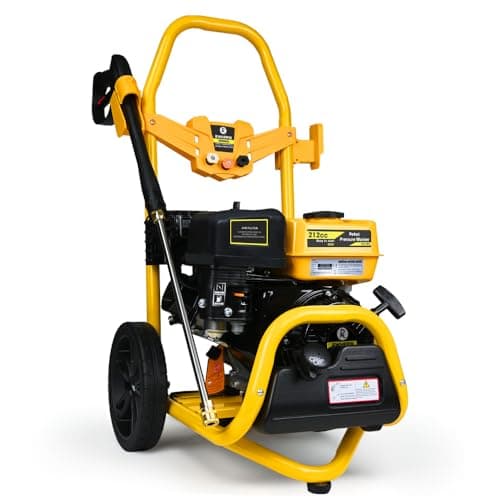 Image of Petrol Pressure Washer RocwooD 3190 PSI 7HP High Power Jet Cleaner with Lance & Nozzles, 10M Hose Power Washer for Patio Car Driveway Garden Fences 4-stroke OHV 212cc Recoil Start 10m Hose 3 Nozzles