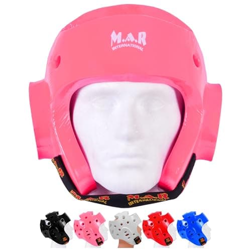 Image of MAR | Pink Pro Dipped Foam Head Guard Boxing Sparring Grappling Competition Training for Kickboxing, Karate, Taekwondo, Semi Contact & More, Adult Kids Headgear (Medium)