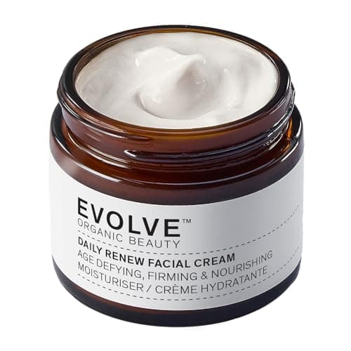 Image of Evolve Organic Beauty Daily Renew Facial Cream - Daily Moisturiser with Anti-Ageing Peptides, Hyaluronic Acid & Vitamin E - Organic Face Cream For Normal to Dry Skin (60 ml) (60ml) (60ml)