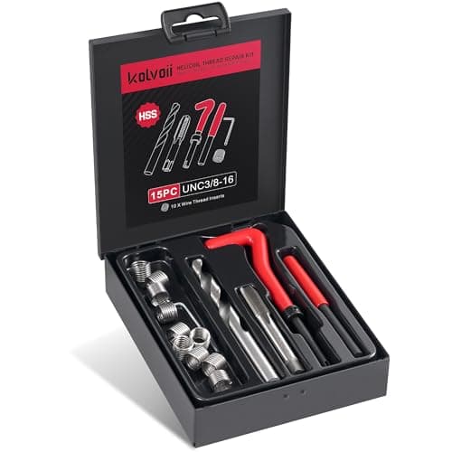 Image of Kolvoii UNC3/8-16 Thread Repair Kit, SAE Hecoil Thread Repair Kit with HSS Drills, Thread Inserts, Taps, Break Installation Tools