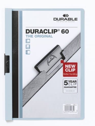 Image of Durable DURACLIP 60 A4 Clip Folder - Holds Up to 60 Sheets of A4 Paper - Strong Metal Sprung Clip - Pack of 25 Blue Colour Folders for Organising Documents