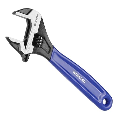Image of WORKPRO 200 mm Wide Mouth Adjustable Wrench, Metric Adjustable Spanner with Bi-Material Soft Grip