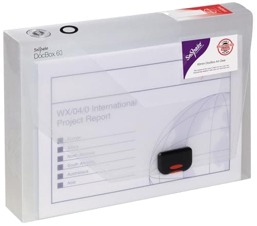 Image of Snopake A4 DocBox Clear 60 mm Box File with Push Lock (Pack of 1) Ref 12871